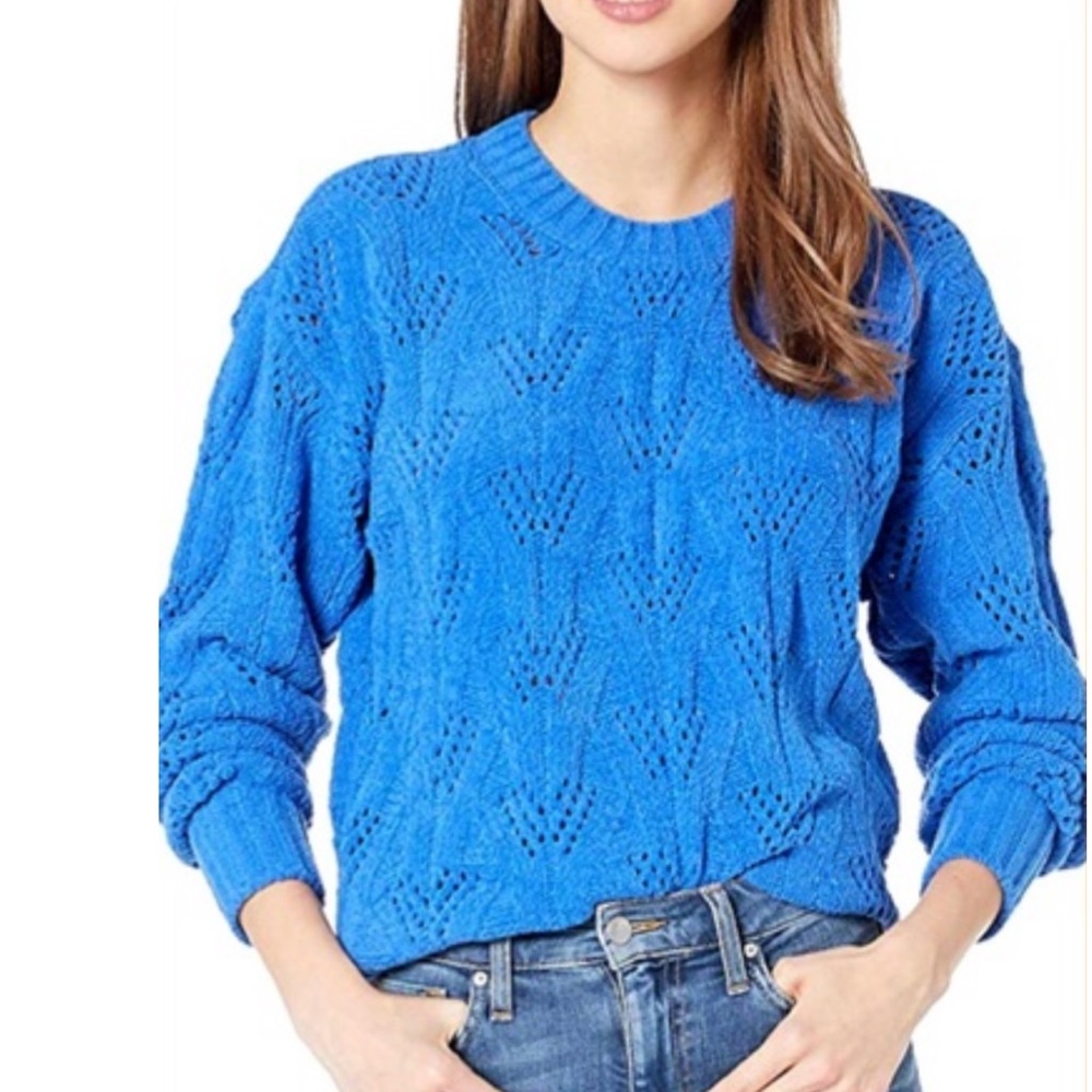 Bcbgmaxazria Pointelle Knit Sweater Blue Size L